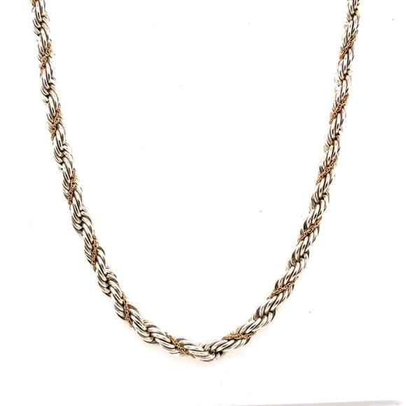 20" Precious Precious Brand Sterling Silver and 14K Gold Rope Chain - Picture 1 of 6